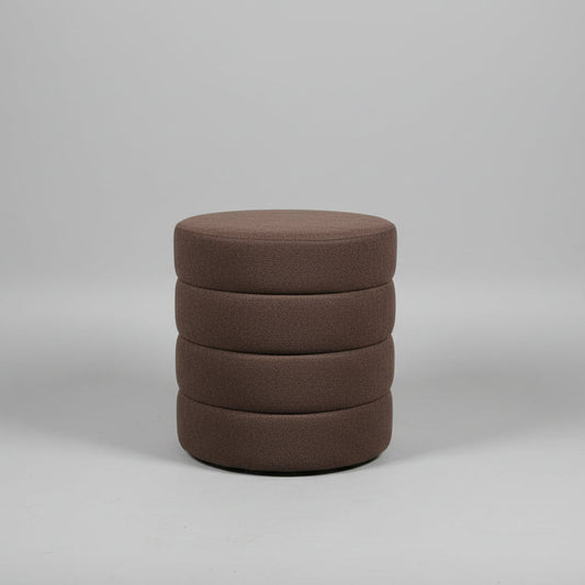 Brown Round Stool Boucle Fabric
