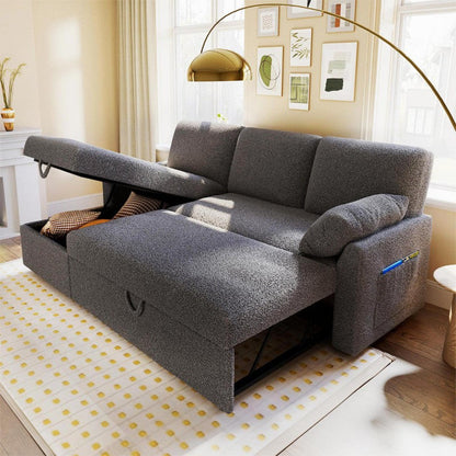 Boucle L Shape Sofa Cum Bed